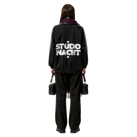 Contrast Striped Lapel Collar Sweatshirt