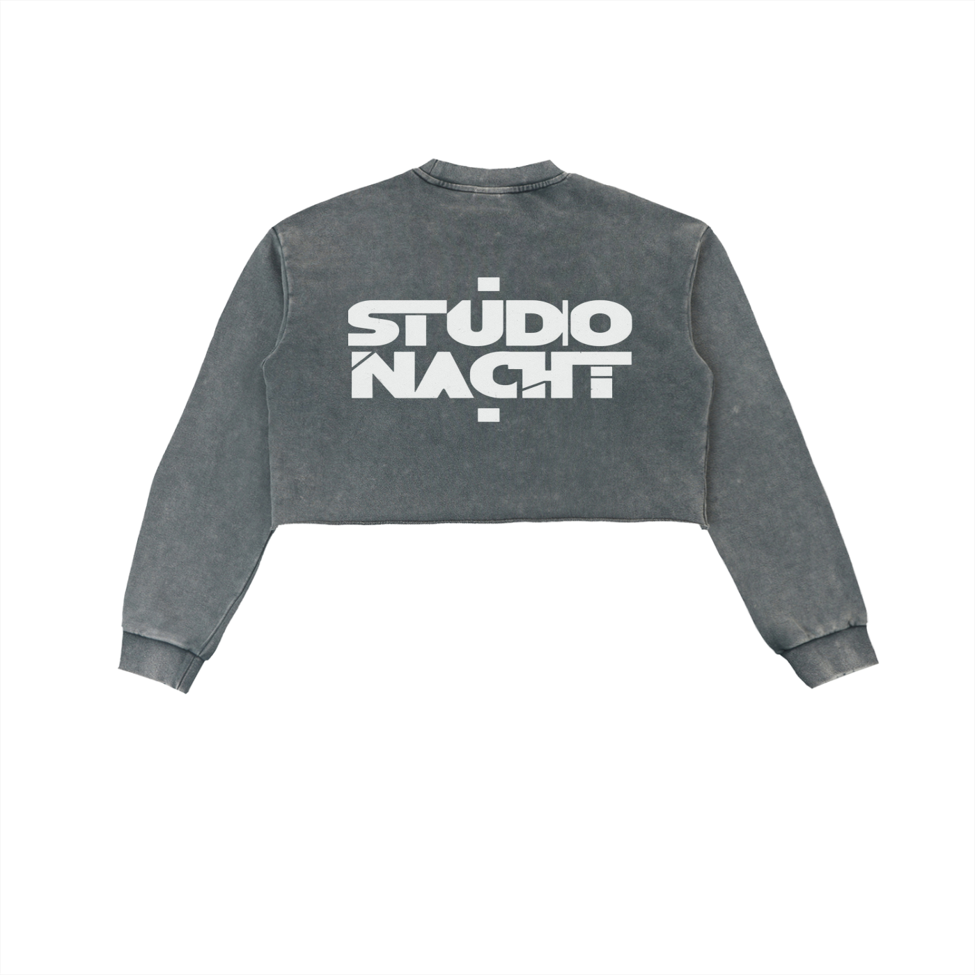 Snow Washed Raw Edge Cropped Sweatshirt