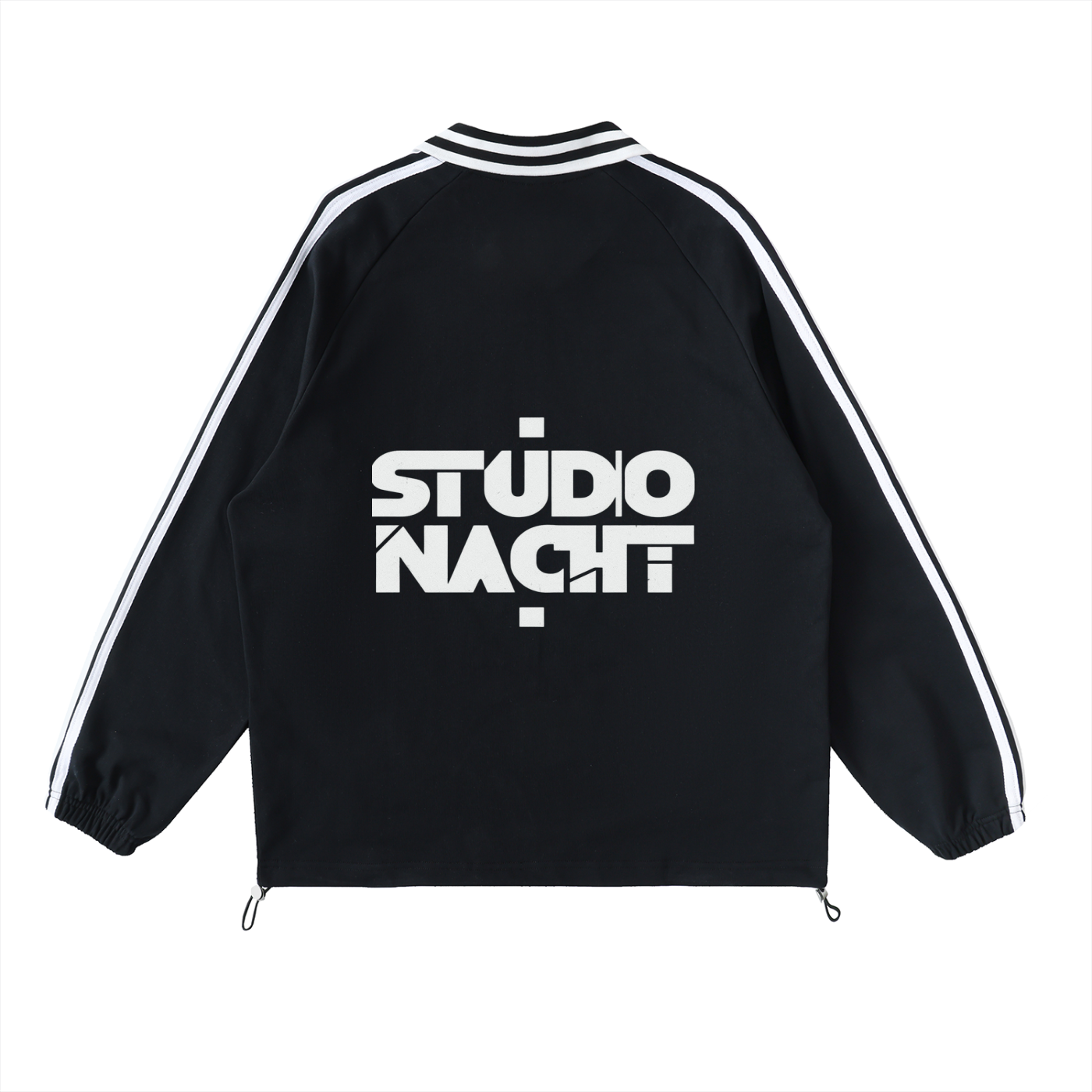 Contrast Striped Lapel Collar Sweatshirt