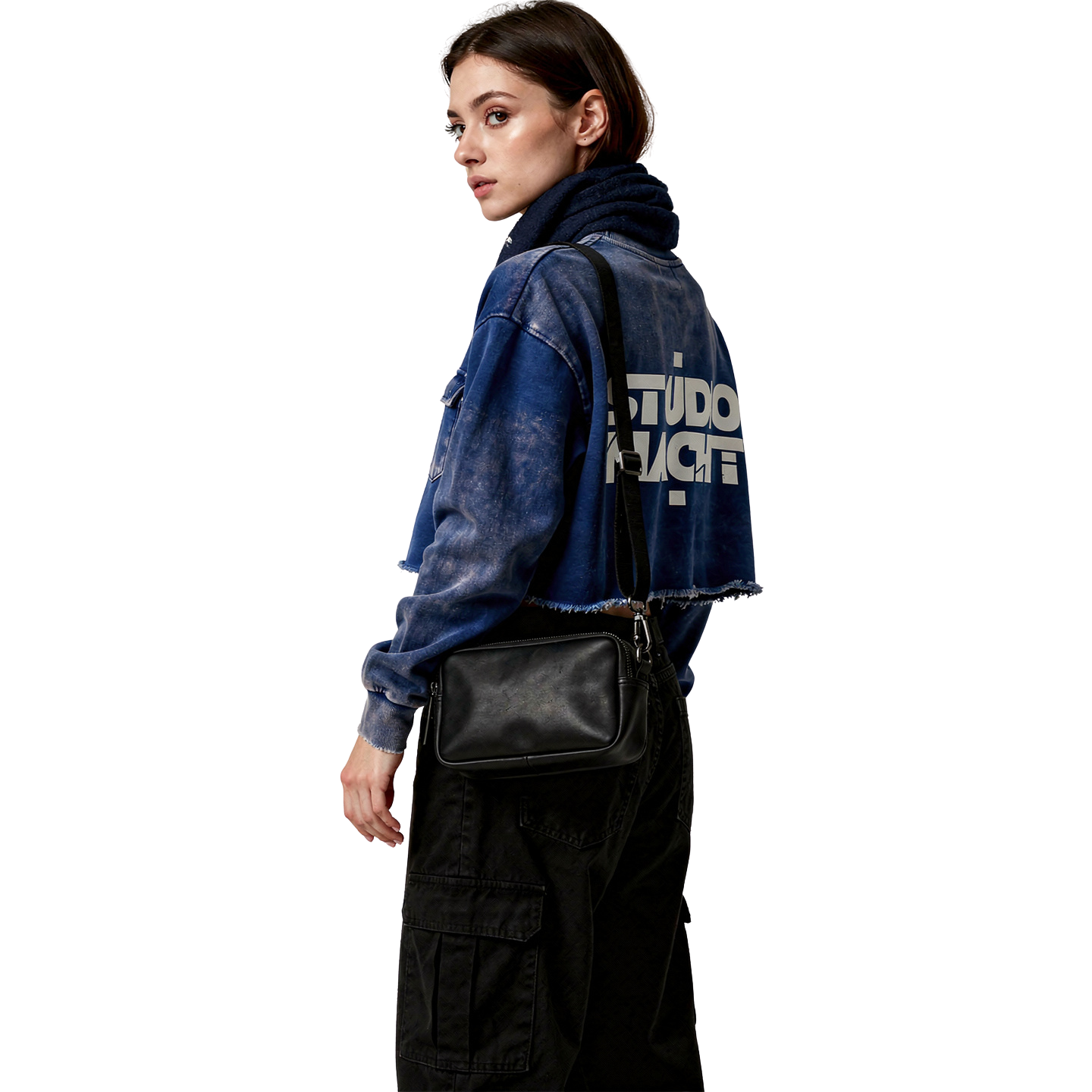 Snow Washed Raw Edge Cropped Sweatshirt