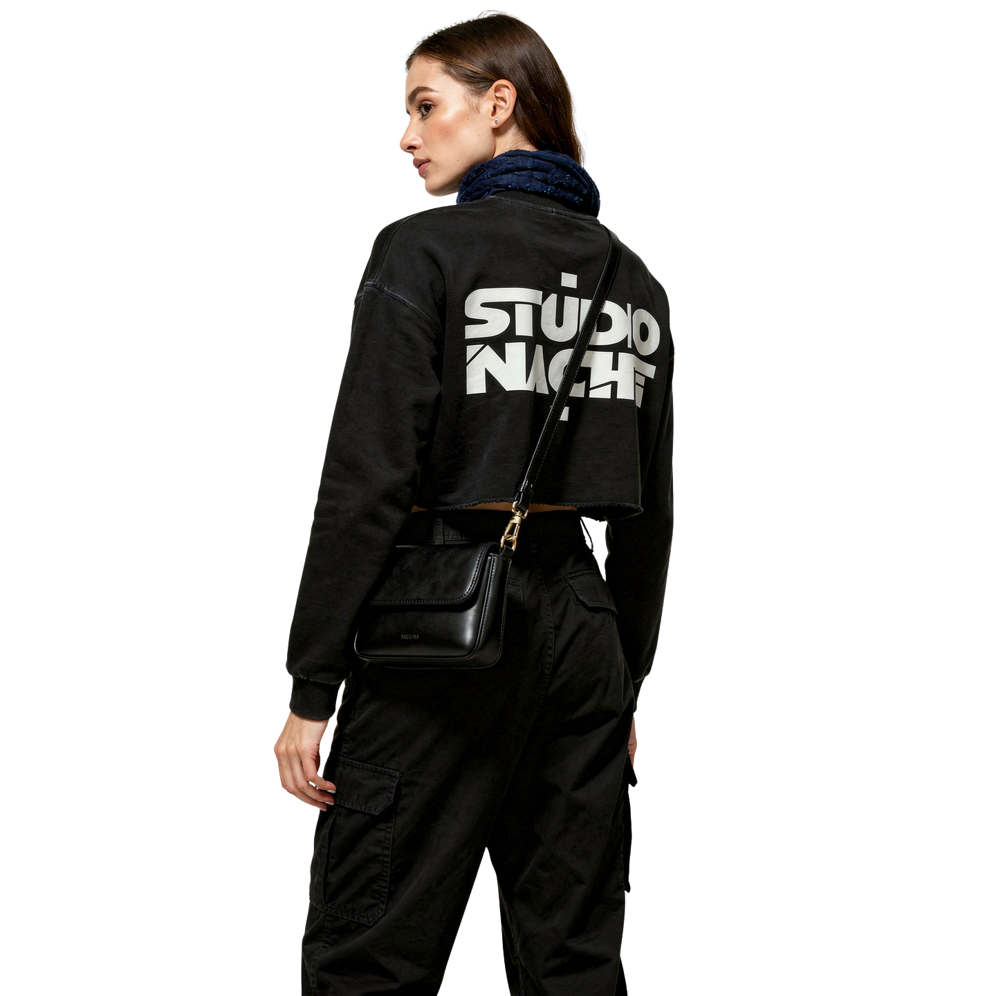 Snow Washed Raw Edge Cropped Sweatshirt