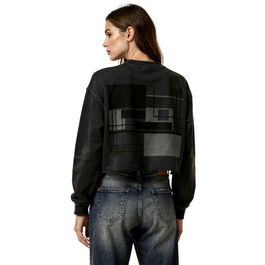 Snow Washed Raw Edge Cropped Sweatshirt